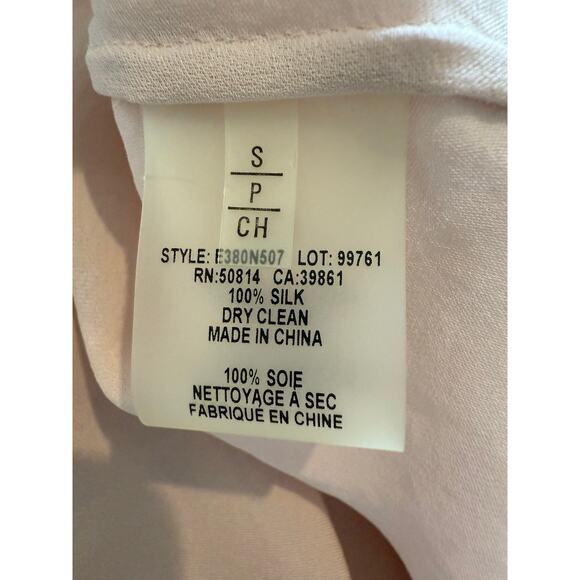 Elie Tahari Silk Chiffon V Neck Blouse Ballet Pink S - Picture 6 of 6